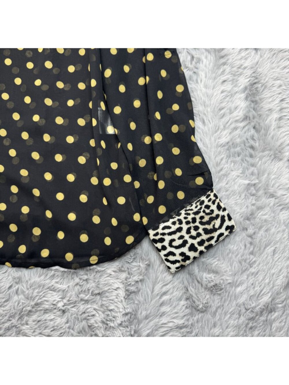 INC International Black Yellow Polka Dot Button-Up Sheer Blouse Women Size M NEW - Picture 12 of 13